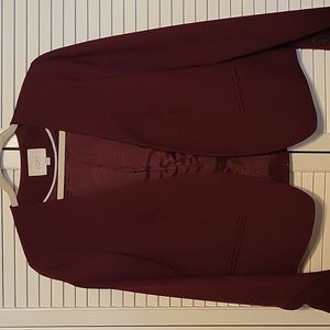 Loft burgandy polyester/rayon lined short jacket, sz 12.